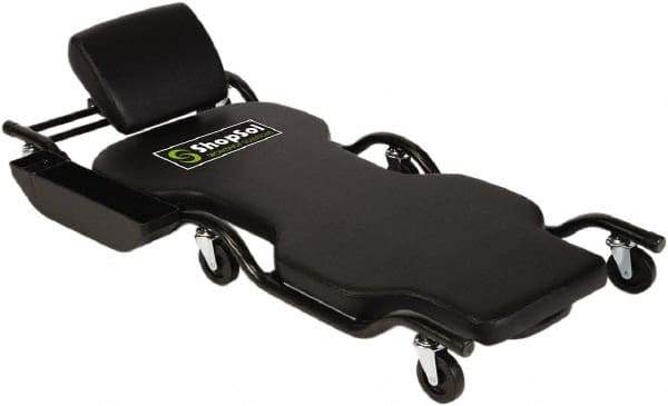 ShopSol - 450 Lb Capacity, 6 Wheel Creeper (with Adjustable Headrest) - Steel/Vinyl, 44-1/2" Long x 2-1/2" Overall Height x 18" Wide - Industrial Tool & Supply