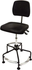 ShopSol - 17 to 35" High Adjustable Height Swivel Stool - 26" Wide x 26-1/2" Deep, Polyurethane Seat, Black - Industrial Tool & Supply