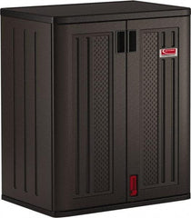 Suncast - 2 Shelf Locking Storage Cabinet - Polypropylene, 30" Wide x 20-1/4" Deep x 36" High, Gray - Industrial Tool & Supply