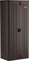 Suncast - 4 Shelf Locking Storage Cabinet - Polypropylene, 30" Wide x 20-1/4" Deep x 72" High, Gray - Industrial Tool & Supply