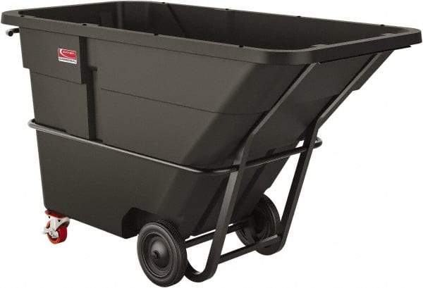 Suncast - 1,400 Lb Load Capacity, 43 Bushels, 2 Cu Yd, Polyethylene Tilt Truck - 47.4" Wide x 86" Long x 50.1" High, Matte Gray - Industrial Tool & Supply