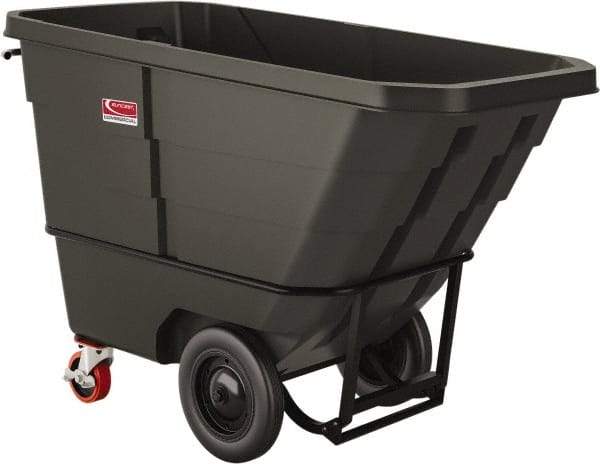 Suncast - 2,200 Lb Load Capacity, 22 Bushels, 1 Cu Yd, Polyethylene Tilt Truck - 33.87" Wide x 70" Long x 45.16" High, Matte Gray - Industrial Tool & Supply