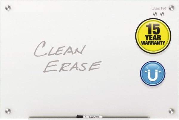 Quartet - 24" High x 36" Wide Magnetic Dry Erase Board - Glass, Includes Dry-Erase Marker, (2) Rare-Earth Magnets & Mounting Kit - Industrial Tool & Supply