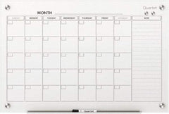 Quartet - 36" High x 48" Wide Magnetic Dry Erase Calendar - Glass, Includes Dry-Erase Marker, Magnet & Mounting Kit - Industrial Tool & Supply