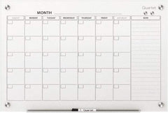 Quartet - 24" High x 36" Wide Magnetic Dry Erase Calendar - Plastic, Includes Dry-Erase Marker, Magnet & Mounting Kit - Industrial Tool & Supply