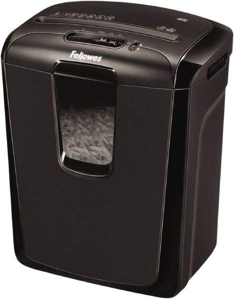 FELLOWES - 5/32" x 2" Strip, 8 Sheet Cross Cut Personal Shredder - 9-11/16" Long x 13-3/8" Wide x 15-3/8" High, Level 3 Security, 4 Gal Wastebasket - Industrial Tool & Supply