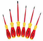 Insulated Slim Integrated Insulation 6 Piece Screwdriver Set Slotted 4.5; 6.5; Phillips #1 & 2; Square #1 & 2. - Industrial Tool & Supply