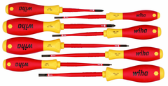 Insulated Slim Integrated Insulation 8 Piece Screwdriver Set Slotted 3.5; 4; 4.5; 5.5; Phillips #1 & 2; Square #1 & 2 - Industrial Tool & Supply