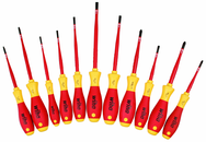 Insulated Slim Integrated Insulation 11 Piece Screwdriver Set Slotted 3.5; 4; 4.5; 5.5; 6.5; Phillips #1 & 2; Xeno #1 & 2; Square #1 & 2 - Industrial Tool & Supply