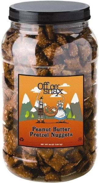 Office Snax - Pretzel - Pretzel Assortment, Peanut Butter, 44oz, Canister - Industrial Tool & Supply