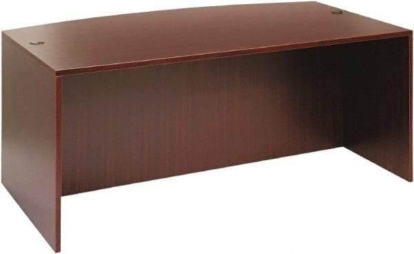 ALERA - Woodgrain Laminate Bow Front Desk - 71" Wide x 41-3/8" Deep x 29-5/8" High, Mahogany - Industrial Tool & Supply