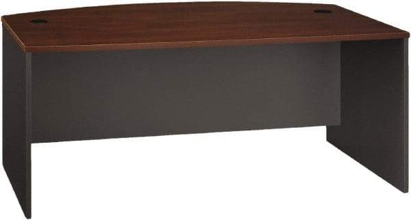 Bush Business Furniture - Laminate Over Wood Bow Front Desk - 71-1/8" Wide x 36-1/8" Deep x 29-7/8" High, Hansen Cherry & Graphite Gray - Industrial Tool & Supply