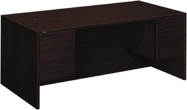 Hon - Woodgrain Laminate Double Pedestal Desk - 72" Wide x 36" Deep x 29-1/2" High, Mahogany - Industrial Tool & Supply