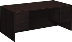 Hon - Woodgrain Laminate Double Pedestal Desk - 72" Wide x 36" Deep x 29-1/2" High, Mahogany - Industrial Tool & Supply