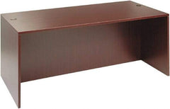 ALERA - Woodgrain Laminate Desk Shell - 71" Wide x 35-1/2" Deep x 29-5/8" High, Mahogany - Industrial Tool & Supply