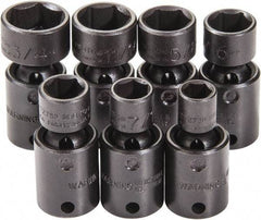 Proto - 7 Piece 3/8" Drive Black Finish Impact Socket Set - 6 Points, 3/8" to 3/4" Range, Inch Measurement Standard - Industrial Tool & Supply