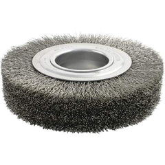 Brush Research Mfg. - 8" OD, 2" Arbor Hole, Crimped Stainless Steel Wheel Brush - 1-3/8" Face Width, 1-1/2" Trim Length, 4,500 RPM - Industrial Tool & Supply