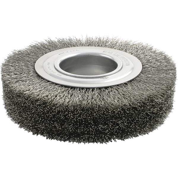 Brush Research Mfg. - 7" OD, 2" Arbor Hole, Crimped Carbon Wheel Brush - 1-3/8" Face Width, 1-5/8" Trim Length, 4,500 RPM - Industrial Tool & Supply