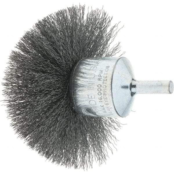 Tru-Maxx - 3" Brush Diam, Crimped, Flared End Brush - 1/4" Diam Steel Shank, 16,000 Max RPM - Industrial Tool & Supply