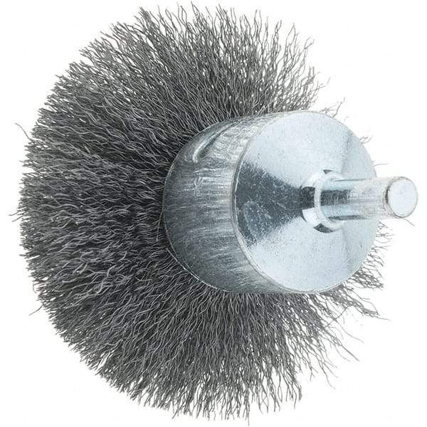 Tru-Maxx - 2-3/4" Brush Diam, Crimped, Flared End Brush - 1/4" Diam Steel Shank, 16,000 Max RPM - Industrial Tool & Supply