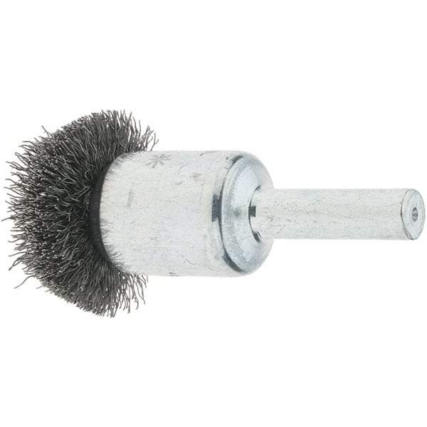 Tru-Maxx - 1" Brush Diam, Crimped, Flared End Brush - 1/4" Diam Steel Shank, 25,000 Max RPM - Industrial Tool & Supply