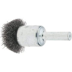 Tru-Maxx - 1" Brush Diam, Crimped, Flared End Brush - 1/4" Diam Steel Shank, 25,000 Max RPM - Industrial Tool & Supply