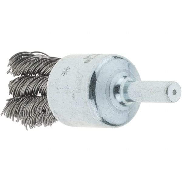 Tru-Maxx - 3/4" Brush Diam, Knotted, End Brush - 1/4" Diam Steel Shank, 22,000 Max RPM - Industrial Tool & Supply