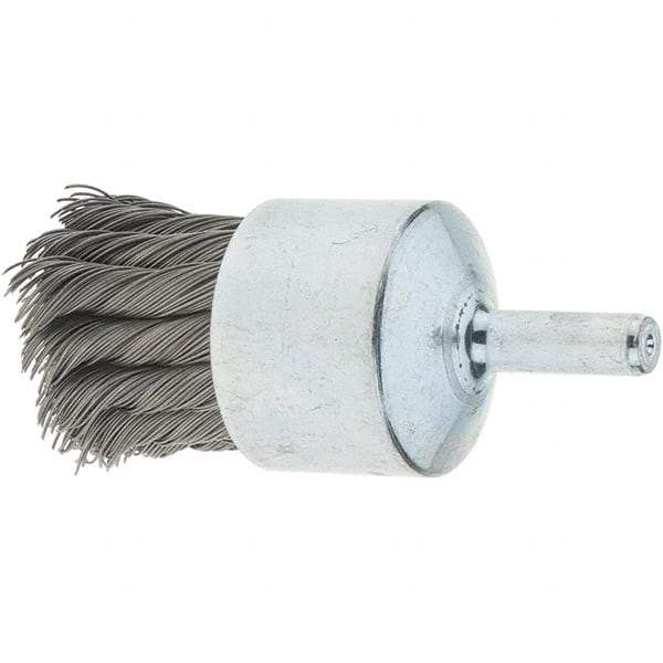 Tru-Maxx - 1-1/8" Brush Diam, Knotted, End Brush - 1/4" Diam Steel Shank, 22,000 Max RPM - Industrial Tool & Supply