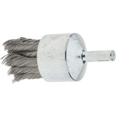 Tru-Maxx - 1-1/8" Brush Diam, Knotted, End Brush - 1/4" Diam Steel Shank, 22,000 Max RPM - Industrial Tool & Supply