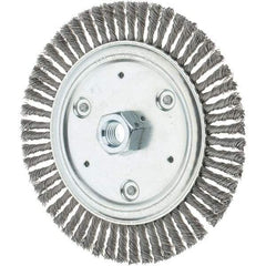 Tru-Maxx - 7" OD, 5/8-11 Arbor Hole, Stringer Bead Steel Wheel Brush - 3/16" Face Width, 1-1/8" Trim Length, 0.02" Filament Diam, 9,000 RPM - Industrial Tool & Supply