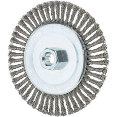 Tru-Maxx - 6" OD, 5/8-11 Arbor Hole, Stringer Bead Steel Wheel Brush - 3/16" Face Width, 1-1/8" Trim Length, 0.02" Filament Diam, 12,500 RPM - Industrial Tool & Supply