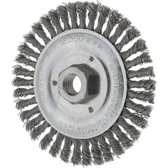 Tru-Maxx - 5" OD, 5/8-11 Arbor Hole, Stringer Bead Steel Wheel Brush - 3/16" Face Width, 7/8" Trim Length, 0.02" Filament Diam, 12,500 RPM - Industrial Tool & Supply
