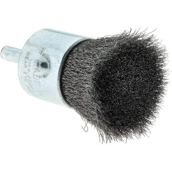 Tru-Maxx - 1" Brush Diam, Crimped, Flared End Brush - 1/4" Diam Steel Shank, 22,000 Max RPM - Industrial Tool & Supply