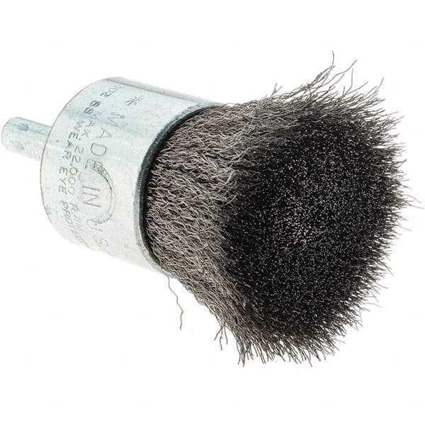 Tru-Maxx - 1" Brush Diam, Crimped, Flared End Brush - 1/4" Diam Steel Shank, 22,000 Max RPM - Industrial Tool & Supply
