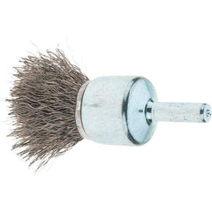 Tru-Maxx - 3/4" Brush Diam, Crimped, Flared End Brush - 1/4" Diam Steel Shank, 22,000 Max RPM - Industrial Tool & Supply