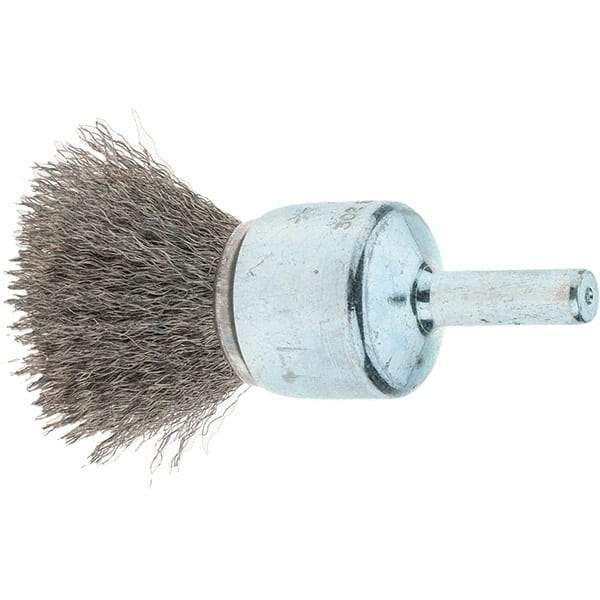 Tru-Maxx - 3/4" Brush Diam, Crimped, Flared End Brush - 1/4" Diam Steel Shank, 22,000 Max RPM - Industrial Tool & Supply