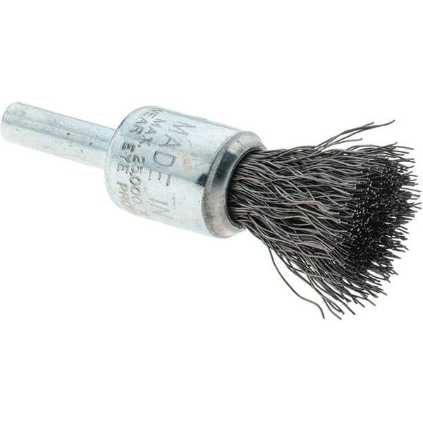 Tru-Maxx - 1/2" Brush Diam, Crimped, Flared End Brush - 1/4" Diam Steel Shank, 25,000 Max RPM - Industrial Tool & Supply