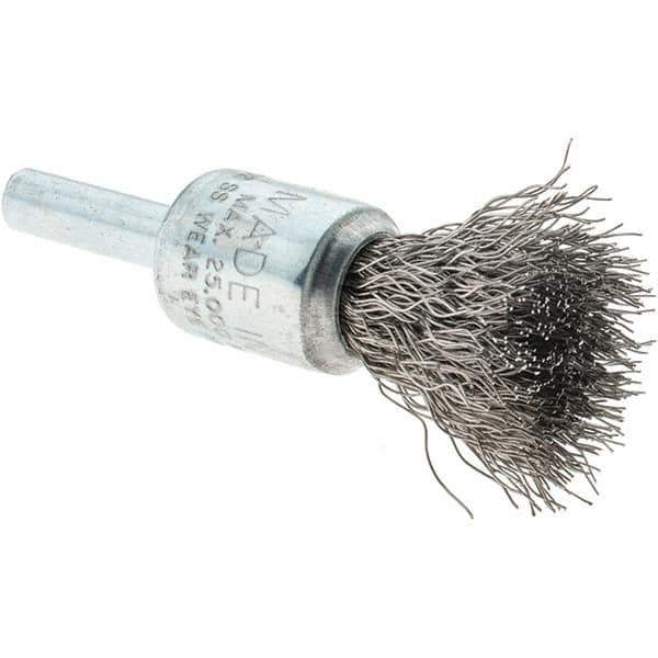 Tru-Maxx - 1/2" Brush Diam, Crimped, Flared End Brush - 1/4" Diam Steel Shank, 25,000 Max RPM - Industrial Tool & Supply