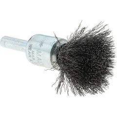 Tru-Maxx - 1/2" Brush Diam, Crimped, Flared End Brush - 1/4" Diam Steel Shank, 25,000 Max RPM - Industrial Tool & Supply