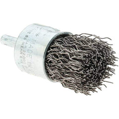 Tru-Maxx - 1" Brush Diam, Crimped, Flared End Brush - 1/4" Diam Steel Shank, 22,000 Max RPM - Industrial Tool & Supply