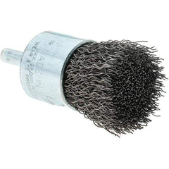 Tru-Maxx - 1" Brush Diam, Crimped, Flared End Brush - 1/4" Diam Steel Shank, 22,000 Max RPM - Industrial Tool & Supply