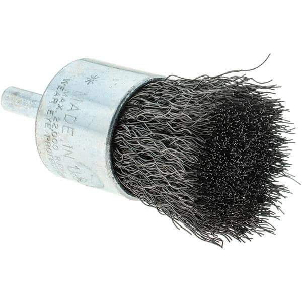 Tru-Maxx - 1" Brush Diam, Crimped, Flared End Brush - 1/4" Diam Steel Shank, 22,000 Max RPM - Industrial Tool & Supply