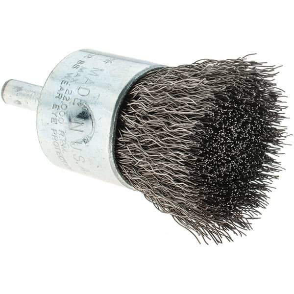 Tru-Maxx - 1" Brush Diam, Crimped, Flared End Brush - 1/4" Diam Steel Shank, 22,000 Max RPM - Industrial Tool & Supply