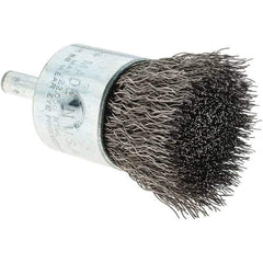 Tru-Maxx - 1" Brush Diam, Crimped, Flared End Brush - 1/4" Diam Steel Shank, 22,000 Max RPM - Industrial Tool & Supply