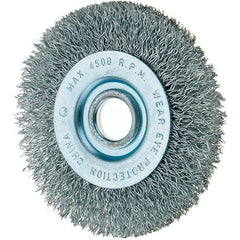 Tru-Maxx - 3" OD, 1/2" Arbor Hole, Crimped Steel Wheel Brush - 7/16" Face Width, 1/2" Trim Length, 0.008" Filament Diam, 12,500 RPM - Industrial Tool & Supply