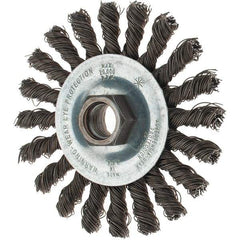 Tru-Maxx - 4" OD, 5/8-11 Arbor Hole, Knotted Steel Wheel Brush - 1/4" Face Width, 7/8" Trim Length, 0.02" Filament Diam, 20,000 RPM - Industrial Tool & Supply