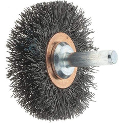 Tru-Maxx - 2" OD, 1/4" Shank Diam, Crimped Steel Wheel Brush - 3/8" Face Width, 1/2" Trim Length, 0.0118" Filament Diam, 20,000 RPM - Industrial Tool & Supply