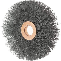 Tru-Maxx - 3" OD, 1/2" Arbor Hole, Crimped Steel Wheel Brush - 5/8" Face Width, 1" Trim Length, 0.0118" Filament Diam, 20,000 RPM - Industrial Tool & Supply