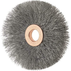 Tru-Maxx - 3" OD, 1/2" Arbor Hole, Crimped Stainless Steel Wheel Brush - 5/8" Face Width, 1" Trim Length, 0.006" Filament Diam, 20,000 RPM - Industrial Tool & Supply