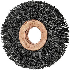 Tru-Maxx - 2" OD, 1/2" Arbor Hole, Crimped Steel Wheel Brush - 3/8" Face Width, 1/2" Trim Length, 0.014" Filament Diam, 20,000 RPM - Industrial Tool & Supply